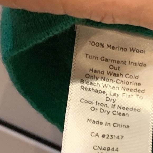 Talbots | Green Blue Color Block Merino Wool Short Sleeve Sweater Embellished M - Picture 4 of 5